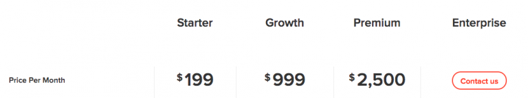 Base pricing plans table
