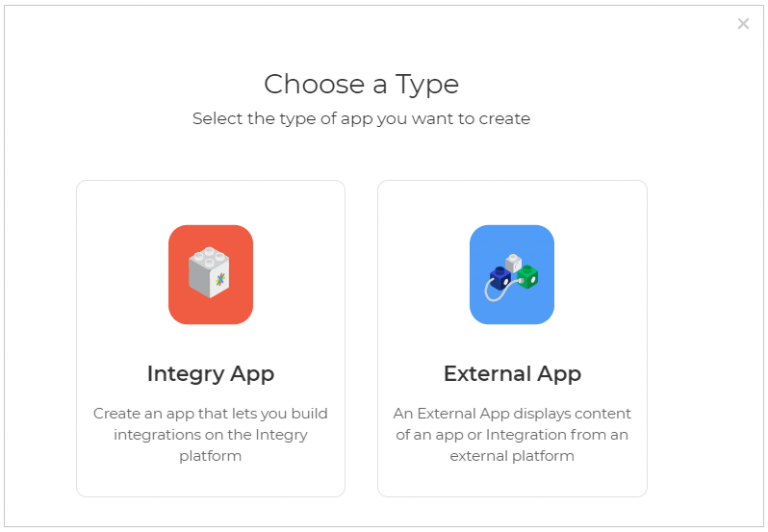 App creation interface showing app type selection