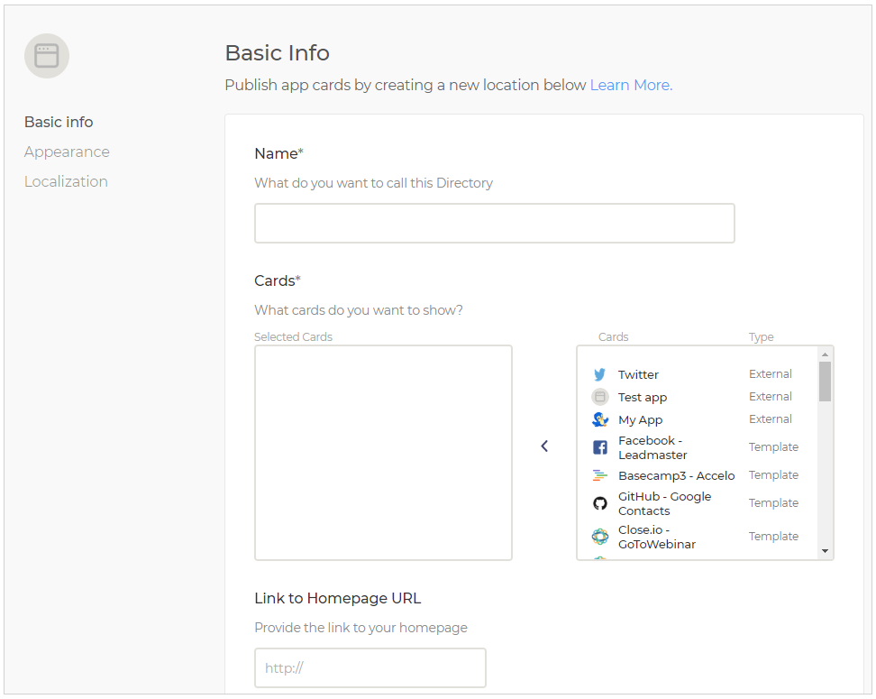 Directory deployment configuration interface