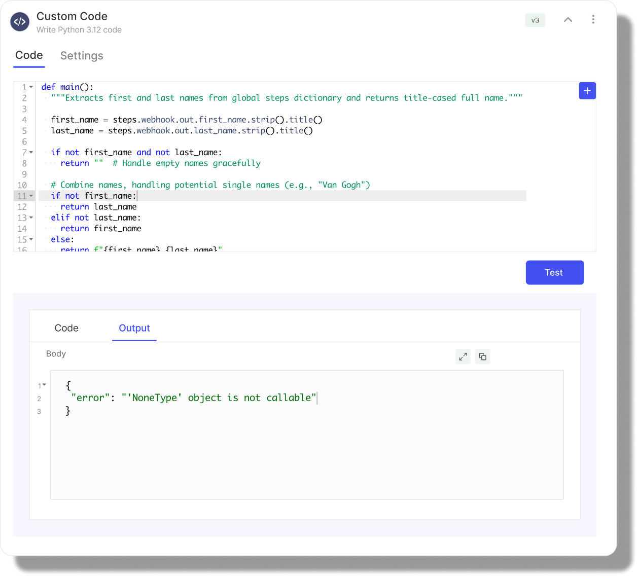 Custom Code Example