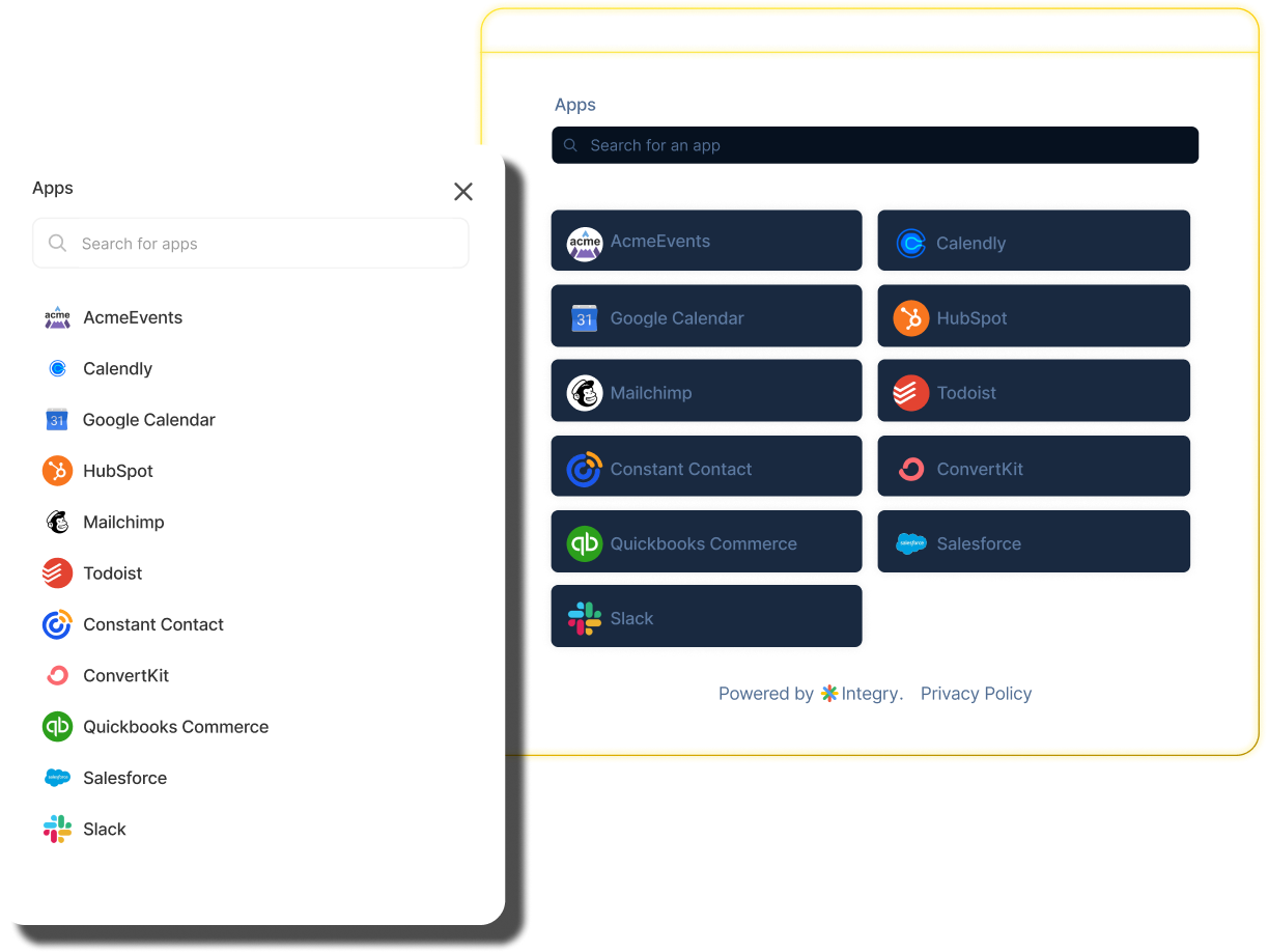 In-line or Popup Integrations