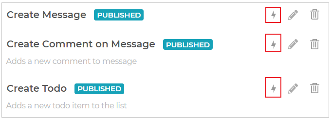 Test action button