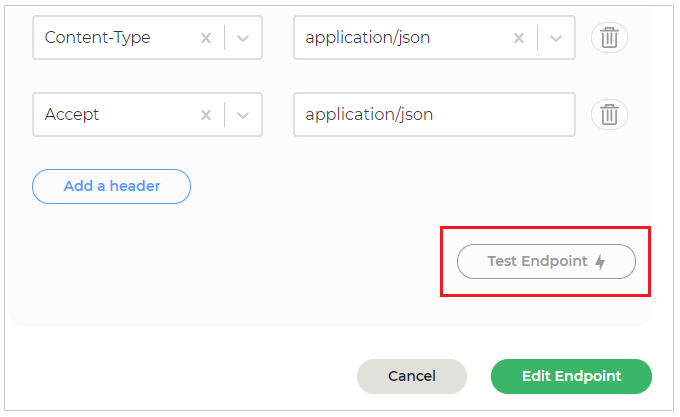 Test endpoint button