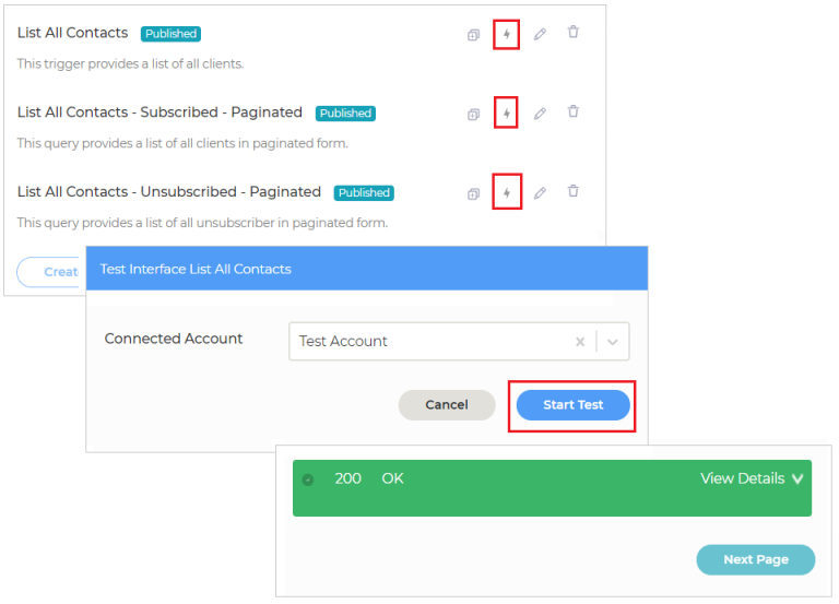 Test query interface